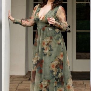 Baltic Born Layla Tulle Green Floral Maxi Dress XL